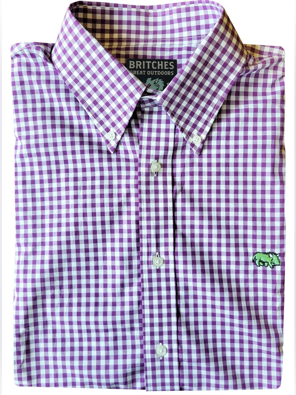 Britches Great Outdoors Warthog Purple Check Classic Fit Shirt Size XXL